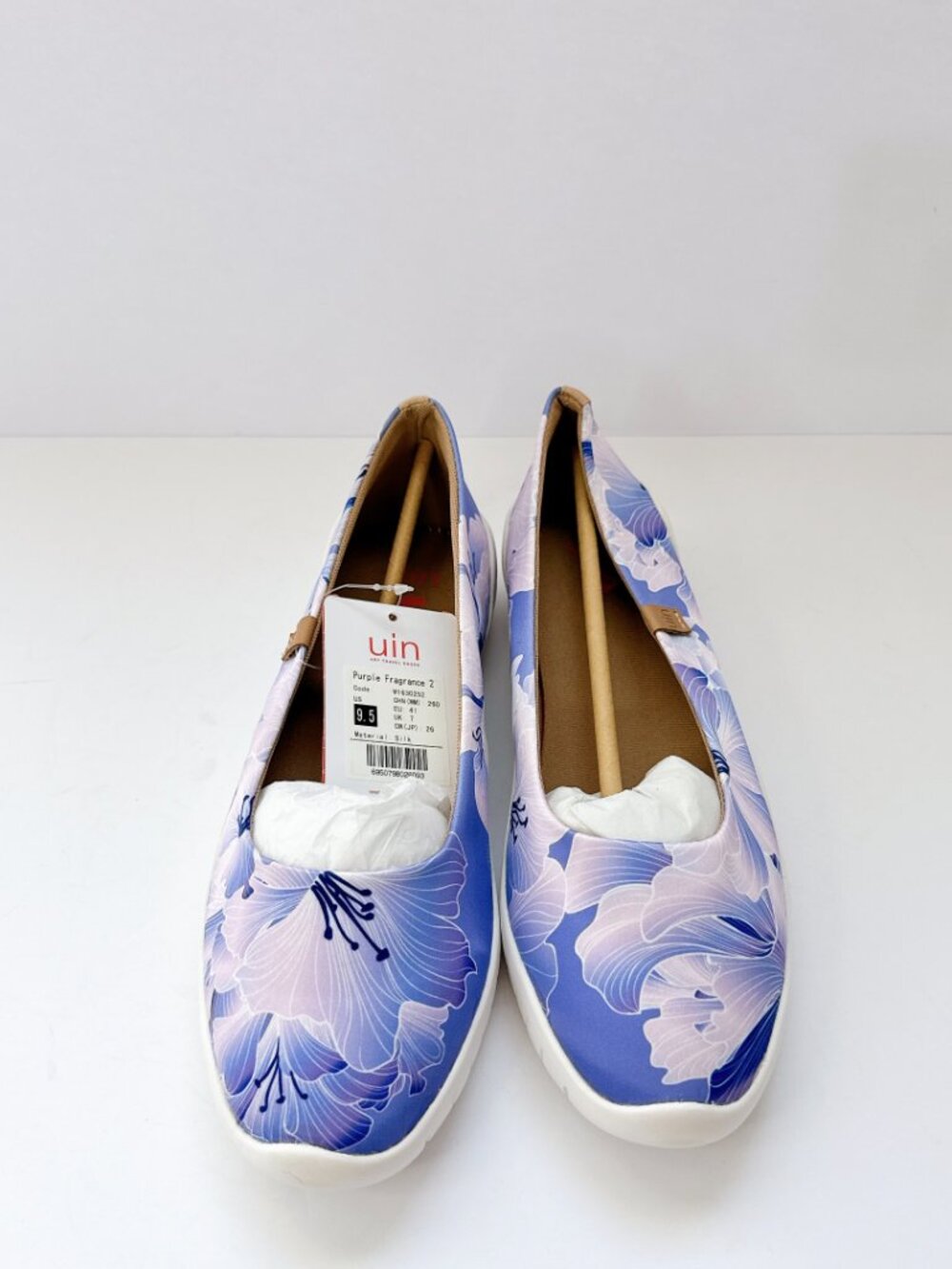Size 9.5 UIN Purple Floral Slip-On Shoes Women’s Lightweight Canvas Travel Flats